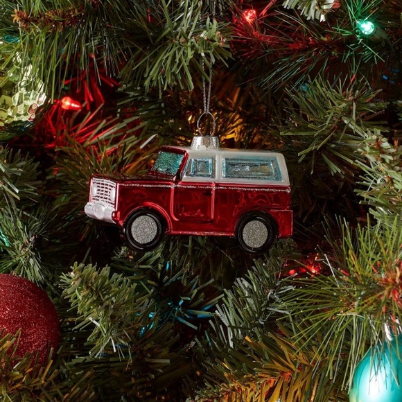Ford Bronco Red Car Blown Glass Christmas Tree Ornament - Picture 3 of 3